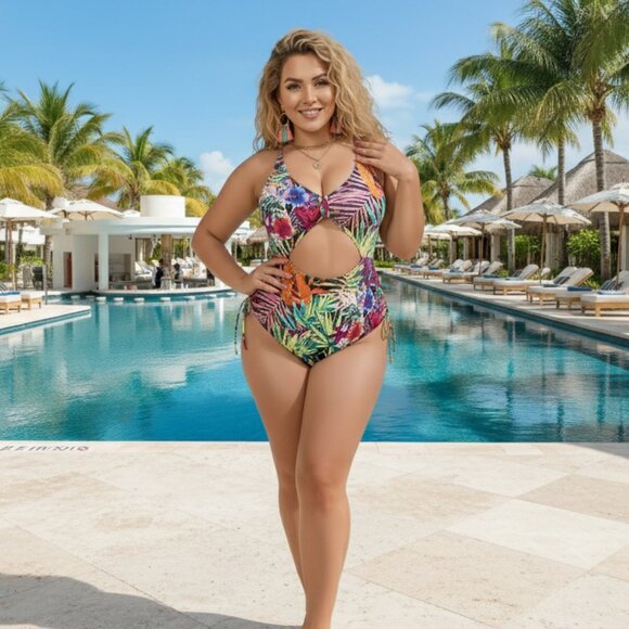 ๐๏ธTropical Cutout One-Piece Swimsuit XL โ Vibrant Colorful & Flattering Design - Picture 9 of 9